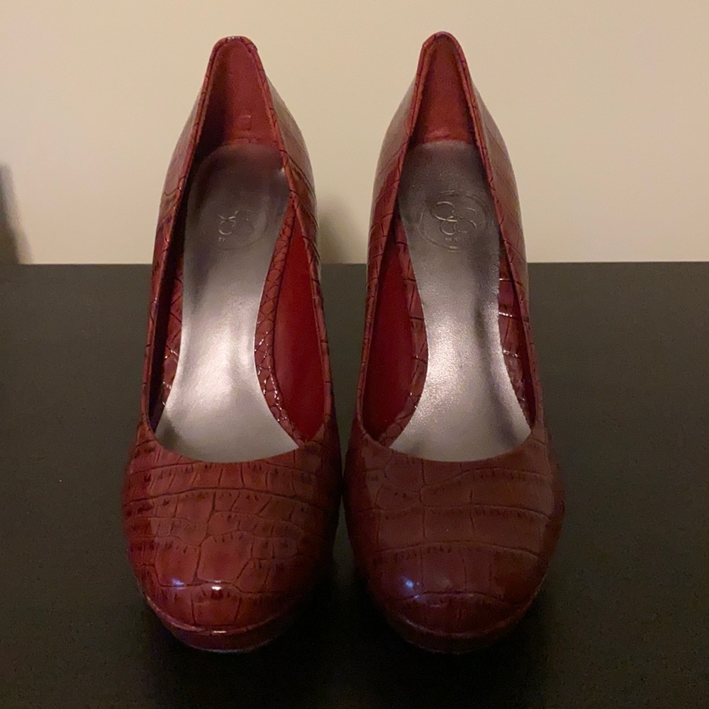 Jessica Simpson Red Platform Heels, Size 9